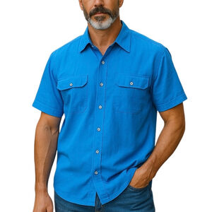 Randy River Vintage Silk Shirt Size SMALL Blue